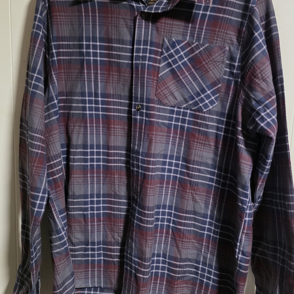 Nice Browning Navy and BurgundyLong Sleve Plaid Shirt